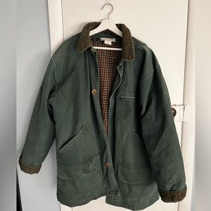 Vintage LL Bean Primaloft Workwear Green Plaid Jacket Shell & Lining size Large